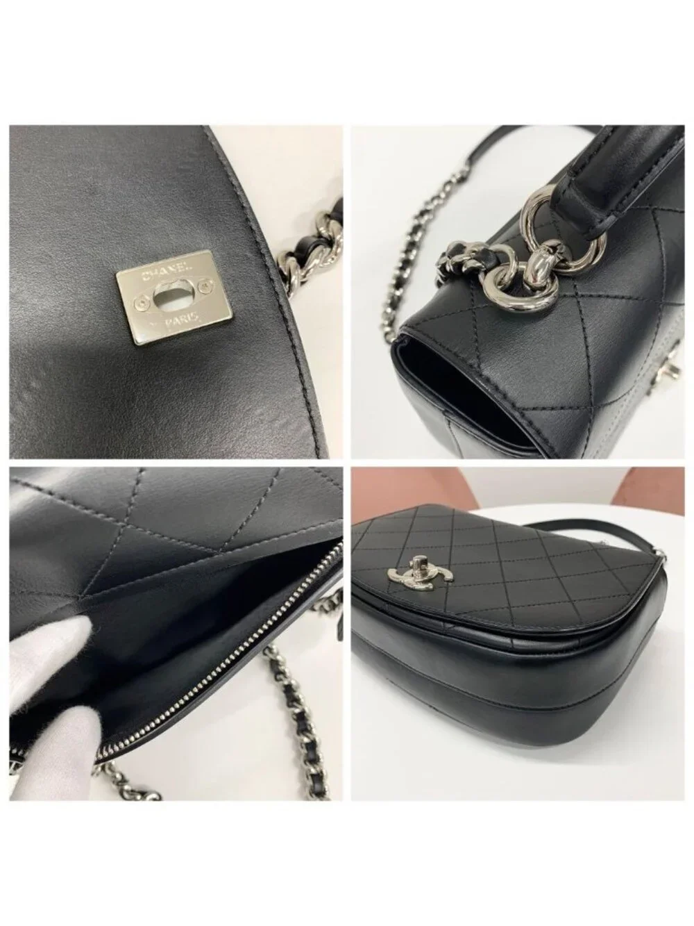 Chanel Quilted CC Logo Calfskin Top Handle